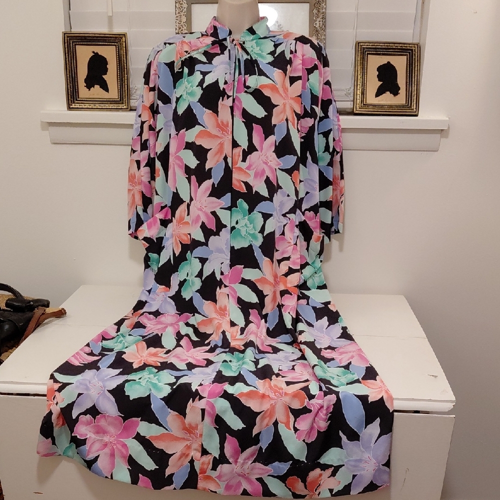 Vintage 80s Keyloun By David Gordon Housedress Ho… - image 1